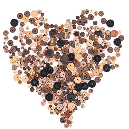 Product Cover Swpeet 650 Pieces Assorted Sizes Resin Buttons 2 and 4 Holes Round Craft Buttons for Sewing DIY Crafts Children's Manual Button Painting (Coconut Shell Color)