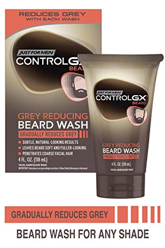 Product Cover Just For Men Control GX Grey Reducing Beard Wash, Gradually Colors Mustache and Beard, 4 Fl Oz