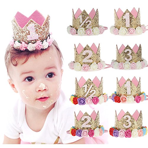 Product Cover Golden Swallow Birthday Crown Baby Girl Flower Tiara Headband Party Hat Hairband