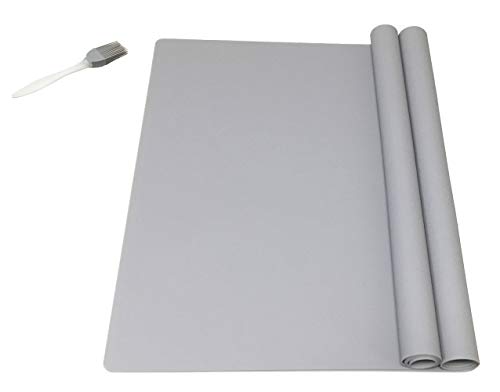 Product Cover EPHome 2Pack Extra Large Multipurpose Silicone Nonstick Pastry Mat, Heat Resistant Nonskid Counter Mat, Table Mat, 23.6''15.75'' (Gray)
