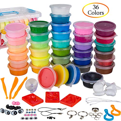 Product Cover PolyClay Air Dry Clay 36 Colors DIY Modeling Clay Kit, Ultra-light with Accessories, Tools and Tutorials, Eco-Friendly Creative Art DIY Crafts, Non-toxic.