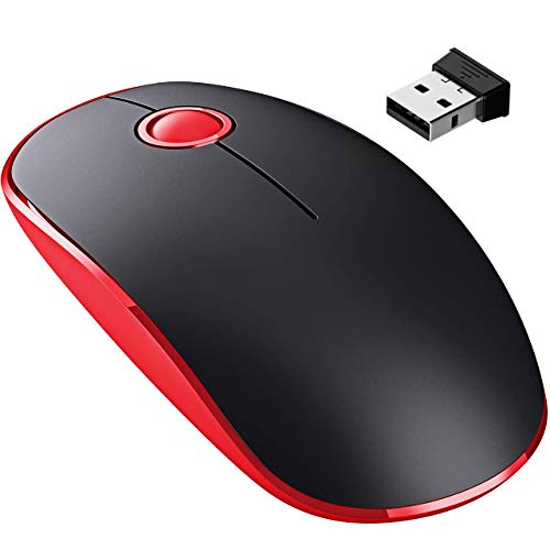 Product Cover VicTsing [Upgraded] Slim Wireless Mouse, 2.4G Silent Laptop Mouse with Nano Receiver, Ergonomic Wireless Mouse for Laptop, Portable Mobile Optical Mice for Laptop, PC, Computer, Notebook, Mac-Red