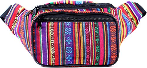 Product Cover Festival Fanny Pack - Boho, Hippy, Eco, Woven, Cotton & Tribal Poly Styles (Orange Vert)