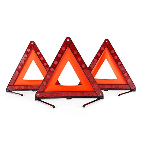 Product Cover DEDC 3 Pack Warning Triangle Foldable Safety Triple Kit Reflector Roadside Hazard Sign Symbol for Emergency with Storage Bag