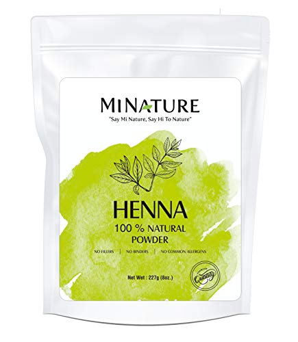 Product Cover mi nature Henna Powder (LAWSONIA INERMIS)/ 100% Pure, Natural and Organic From Rajasthan, India (227g / (1/2 lb) For Hair Dye/Color,