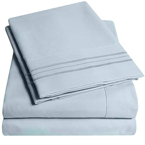 Product Cover 1500 Supreme Collection Extra Soft King Sheets Set, Misty Blue - Luxury Bed Sheets Set with Deep Pocket Wrinkle Free Hypoallergenic Bedding, Over 40 Colors, King Size, Misty Blue
