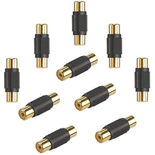 Product Cover Warmstort 10 Pack Gold Plated Audio Video RCA Female to Female Coupler Adapter
