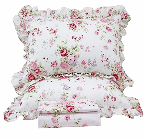 Product Cover Queen's House Romantic Roses Print Duvet Cover Bedding Sets-Queen,A