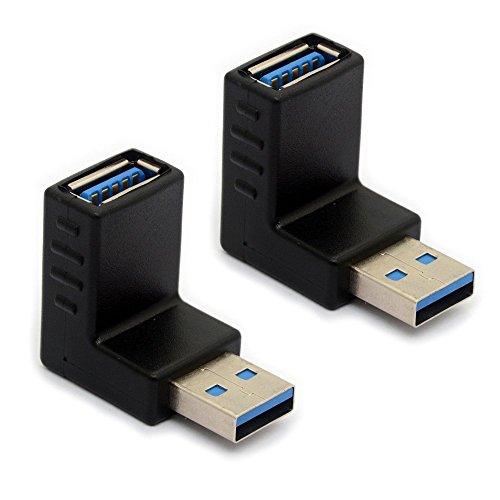 Product Cover USB 3.0 Adapter 90 Degree Right Angled Gender Changers USB Connector Type A Vertical Male to Female Extender L-shape Plug 2Pcs (DOWN)