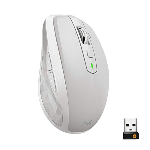 Product Cover Logitech MX Anywhere 2S Wireless Mouse - Use On Any Surface, Hyper-Fast Scrolling, Rechargeable, Control up to 3 Apple Mac and Windows Computers and laptops (Bluetooth or USB), Light Gray