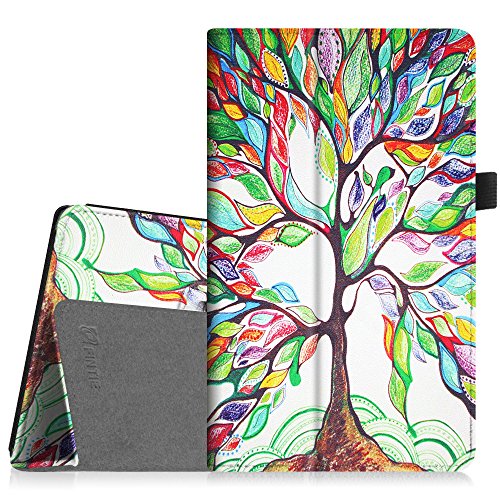Product Cover Fintie Folio Case for All-New Amazon Fire HD 8 Tablet (Compatible with 7th and 8th Generation Tablets, 2017 and 2018 Releases) - Slim Fit Premium Vegan Leather Standing Protective Cover, Love Tree