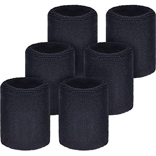 Product Cover WILLBOND Sweatbands Wristbands for Football Basketball, Running Athletic Sports, Black, 6 Piece