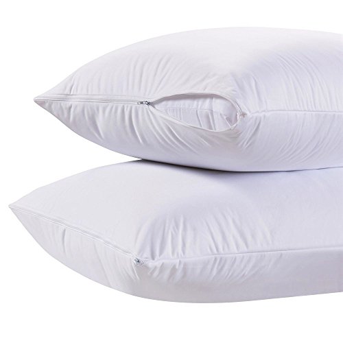 Product Cover White Classic Luxury Hotel Collection Zippered Style Pillow Cover, 200 Thread Count, Soft Quiet Zippered Pillow Protectors, Standard Size, Set of 2