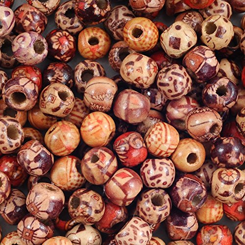 Product Cover YUEAON Wholesale 200pcs 10mm Natural Painted Wood Beads Round Loose Wooden Bead Bulk Lots Ball for Jewelry Making Craft Hair DIY Macrame Rosary Bracelet Necklace Mix Color