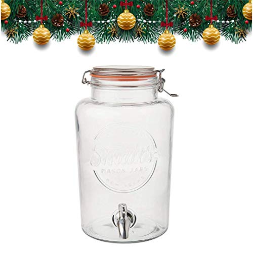 Product Cover 5 Litre Drinks Dispenser with Steel Spigot, wire mesh (to stop blockages) and gift tag, it's the Ultimate Drinks cooler - By Smith's Mason Jars