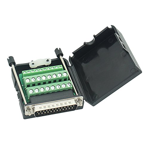 Product Cover Connector DB25 D-SUB Male Adapter 25-pin Port Adapter to Terminal Connector Signal Module Db25 Breakout Board Solder-Free with case(Male Connector, DB25 with case)