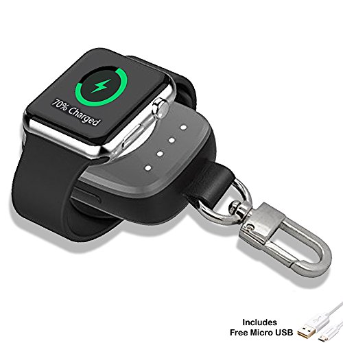 Product Cover [Apple Mfi Certified] Pocket Sized Travel Friendly Wireless Magnetic Charger 700mAh Portable Smart Key Chain for Apple Watch Series 4/ Series 3/ Series 2/ Series 1/ Nike+ Sports