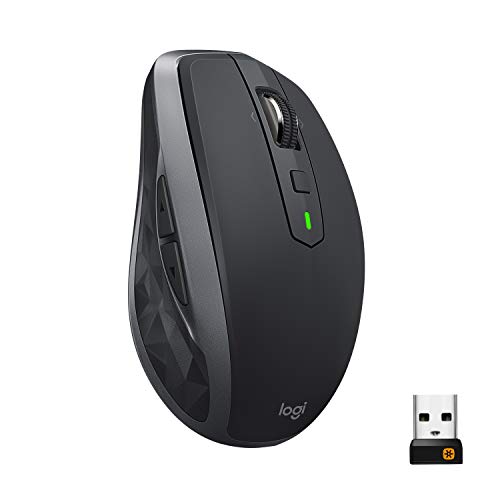 Product Cover Logitech MX Anywhere 2S Wireless Mouse - Use On Any Surface, Hyper-Fast Scrolling, Rechargeable, Control up to 3 Apple Mac and Windows Computers and laptops (Bluetooth or USB), Graphite