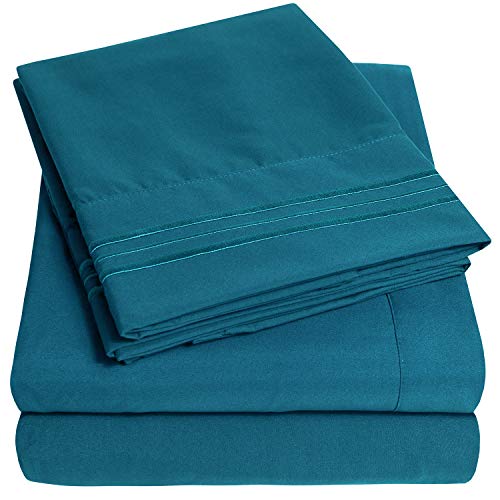 Product Cover 1500 Supreme Collection Extra Soft Queen Sheets Set, Teal - Luxury Bed Sheets Set with Deep Pocket Wrinkle Free Hypoallergenic Bedding, Over 40 Colors, Queen Size, Teal