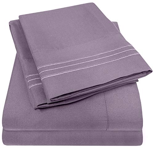 Product Cover 1500 Supreme Collection Extra Soft Queen Sheets Set, Plum - Luxury Bed Sheets Set with Deep Pocket Wrinkle Free Hypoallergenic Bedding, Over 40 Colors, Queen Size, Plum