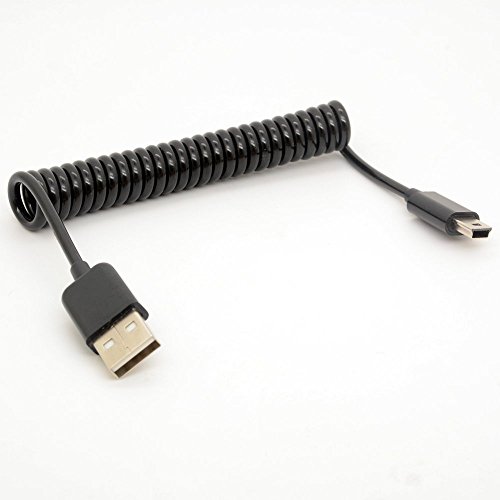 Product Cover BSHTU Mini USB Cable Spiral Coiled USB 2.0-A to Mini-B 5-Pin Data Sync & Charger Lead Connector 1M (1 Meter)