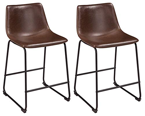 Product Cover Signature Design By Ashley - Centiar Upholstered Barstool - Set of 2 - Casual Style - Two-Tone Brown
