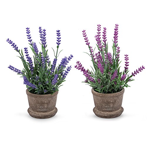 Product Cover Set of 2 Louis Garden Artificial Mini Potted Plants Home Decoration ... (Lavender)