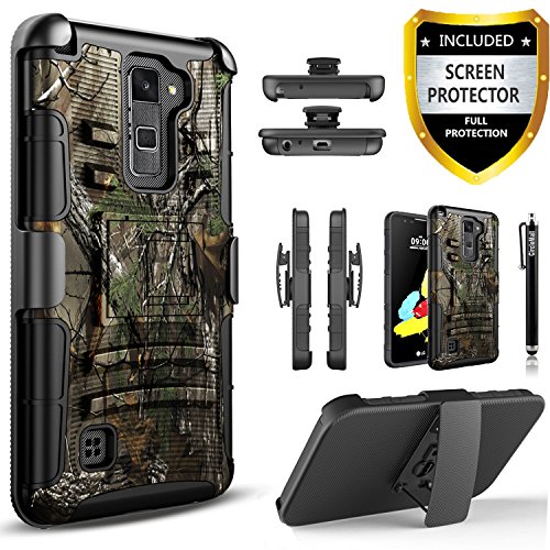 Product Cover LG Stylo 2 Case, LG Stylo 2 Plus Case, LG Stylo 2 V Case, [Combo Holster] Phone Cover Kickstand with[HD Screen Protector]And Holster Belt Clip And Stylus Pen For LG Stylus 2 / LG Stylus 2 Plus (Camo)