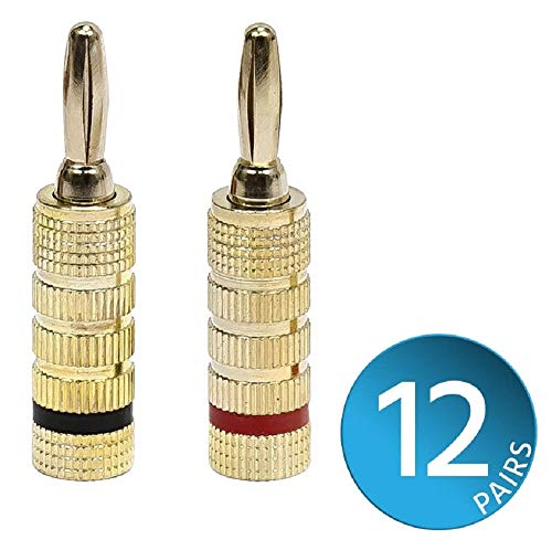 Product Cover Monoprice Closed Screw Type Gold Plated Speaker Banana Plugs -Set of 12 Pairs