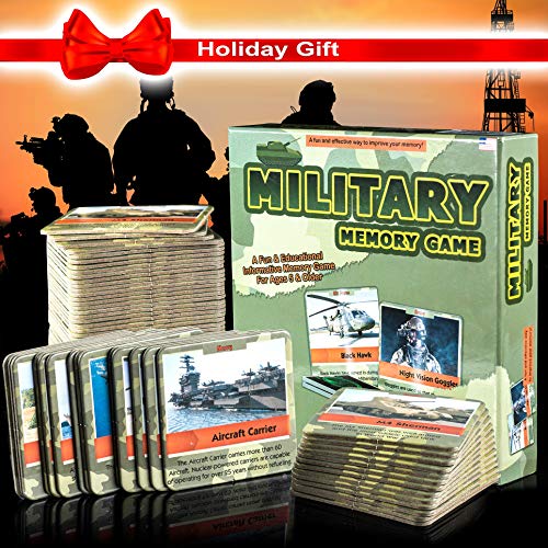 Product Cover Matching Card Game - Fun and Educational Memory Game - Authentic Photos and Fascinating Facts About the U.S. Military - 50 Extra Thick Cards - Fun and Easy - Educational Memory Card Game