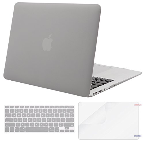 Product Cover MOSISO Plastic Hard Shell Case & Keyboard Cover & Screen Protector Only Compatible with MacBook Air 13 inch (Models: A1369 & A1466, Older Version 2010-2017 Release), Neutral Gray