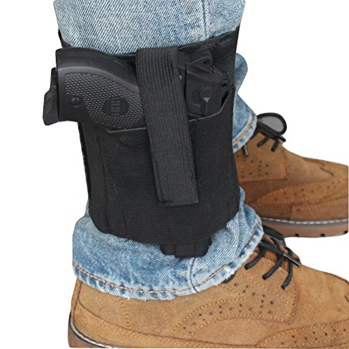 Product Cover CREATRILL Ankle Holster with Padding for Concealed Carry with Elastic Secure Strap Pistol Concealment for Women Men Fits for Small to Medium Frame Pistols and Revolvor, Black