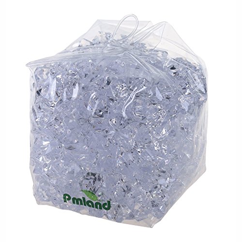 Product Cover PMLAND Clear Acrylic Ice Rocks Crystals Cubes Gems 3 lbs Bulk Bag for Vase Filler, Table Scatter, Home Party Event, Wedding, Arts Crafts, Decoration Display Idea