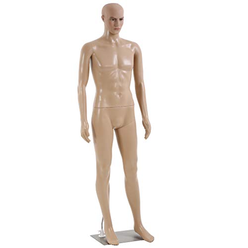 Product Cover FDW Male Mannequin Torso Dress Form Mannequin Body 73 Inches Adjustable Dress Model Male Full Body Mannequin Stand Realistic Display Mannequin Head Metal Base