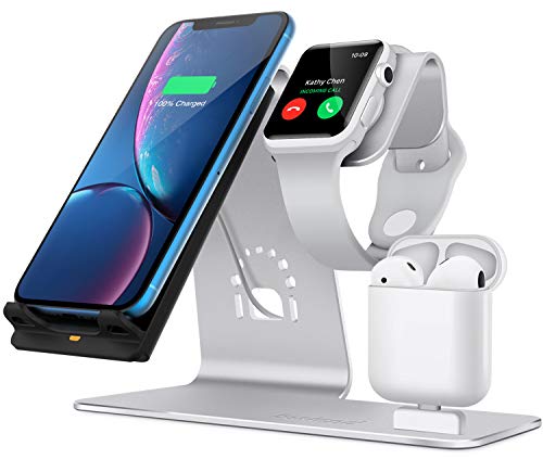 Product Cover Bestand 3 in 1 Aluminum Wireless Charging Stand for Apple iWatch, Charging Station for Airpods, Qi Fast Wireless Charger Dock for Apple iWatch/iPhone X/8 Plus/8, Samsung S8 and Other Qi-Enabled Device