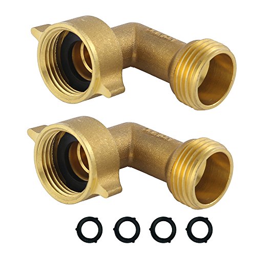 Product Cover HQMPC Garden Hose Elbow Connector 90 Degree Brass Hose Elbow (2Pcs)+ Extra 4 Pressure Washers