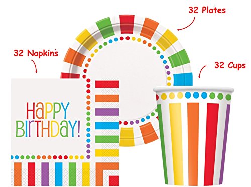 Product Cover Kedudes Rainbow Birthday Party set Supplies for 32 guests - 32 Plates 9
