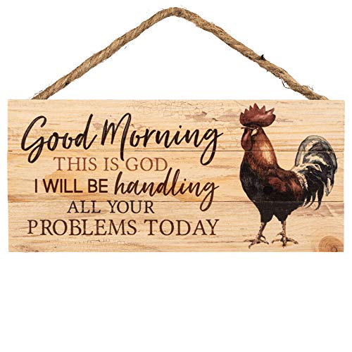 Product Cover P. Graham Dunn Good Morning This is God Rooster 10 x 4.5 Inch Pine Wood Decorative Hanging Sign