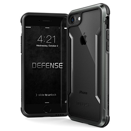 Product Cover iPhone 8 & iPhone 7 Case, X-Doria Defense Shield Series - Military Grade Drop Tested, Anodized Aluminum, TPU, and Polycarbonate Protective Case for Apple iPhone 8 & 7 (Black)