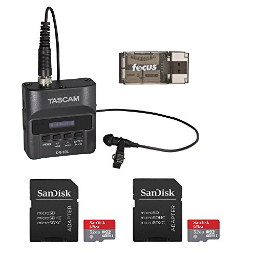 Product Cover Tascam DR-10L Digital Audio Recorder and Lavalier Mic Bundled with Two 32GB SD Cards and USB 2.0 Card Reader