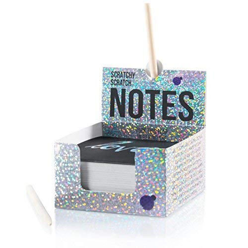 Product Cover Holographic Scratch Off Mini Notes + 2 Stylus Pens Kit: 150 Sheets of Holographic Scratch Paper for Kids Arts and Crafts, Plane or Travel Toys - Cute Unique Gift Idea for Kids, Girls, Teens or Anyone!