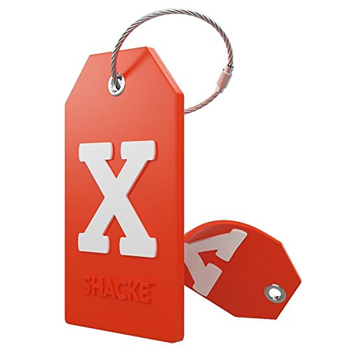 Product Cover Initial Luggage Tag with Full Privacy Cover and Stainless Steel Loop (Orange)