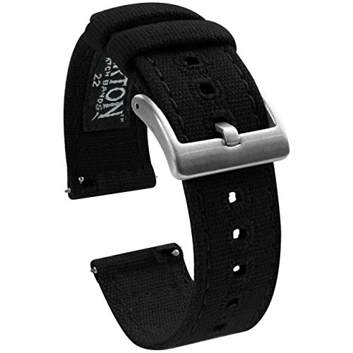 Product Cover 22mm Black - Barton Canvas Quick Release Watch Band Straps - Choose Color & Width - 18mm, 19mm, 20mm, 21mm, 22mm, or 23mm