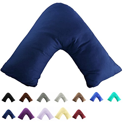 Product Cover TAOSON 100% Cotton 300 Thread Count Soild Envelope Style V Shaped / Tri / Boomerang Standard Pillow Case Cushion Cover Only Cover No Insert (Navy Blue)