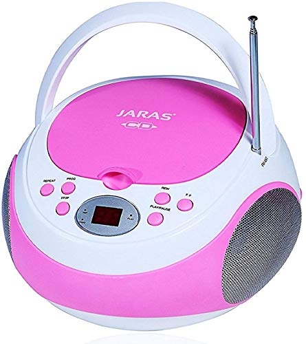 Product Cover Jaras JJ-Box89 Pink/White Sport Portable Stereo CD Player with AM/FM Stereo Radio and Headphone Jack Plug