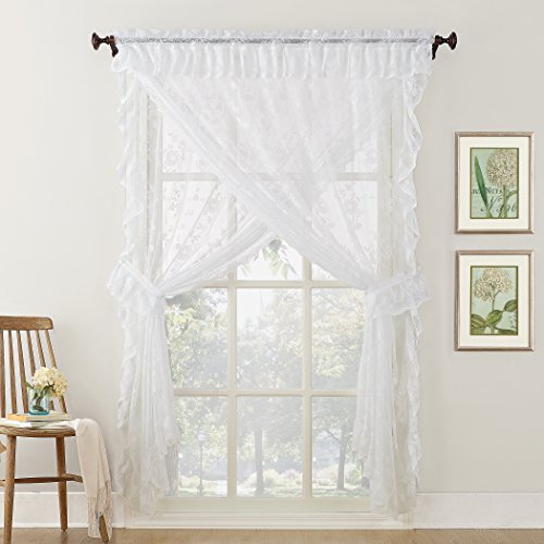 Product Cover No. 918 Alison Ruffled Floral Lace Sheer Priscilla 5-Piece Curtain Set, 58