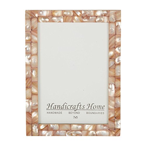 Product Cover Picture Frames Chic Photo Frame Mother of Pearl Handmade Vintage 5x7 Pink - Christmas Gifts