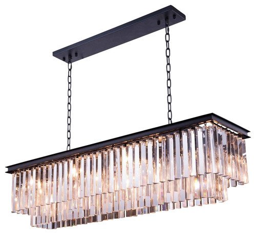 Product Cover Saint Mossi Modern K9 Clear Crystal Bar Rectangle Raindrop Chandelier Lighting LED Ceiling Light Fixture Pendant for Dining Room Bathroom Bedroom Livingroom 8 E12 Bulbs Required H10