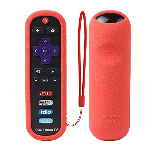 Product Cover TCL Roku RC280 Remote Case SIKAI Silicone Shockproof Protective Cover for Roku 3600R / TCL Roku RC280 TV Remote [RoHS Tested Material] Skin-Friendly Anti-Lost with Remote Loop (Red)