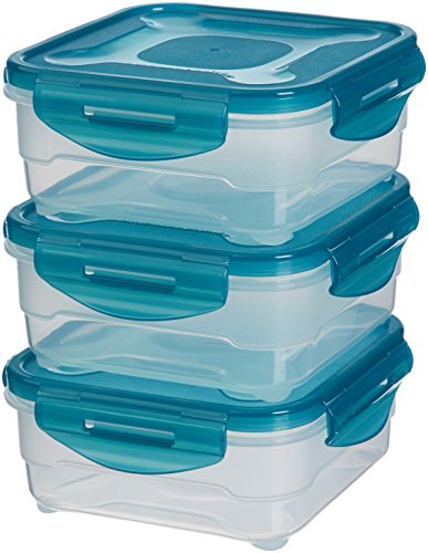 Product Cover AmazonBasics Air-Locked 3-Piece Food-Storage Set, 3 x 0.80 Liter